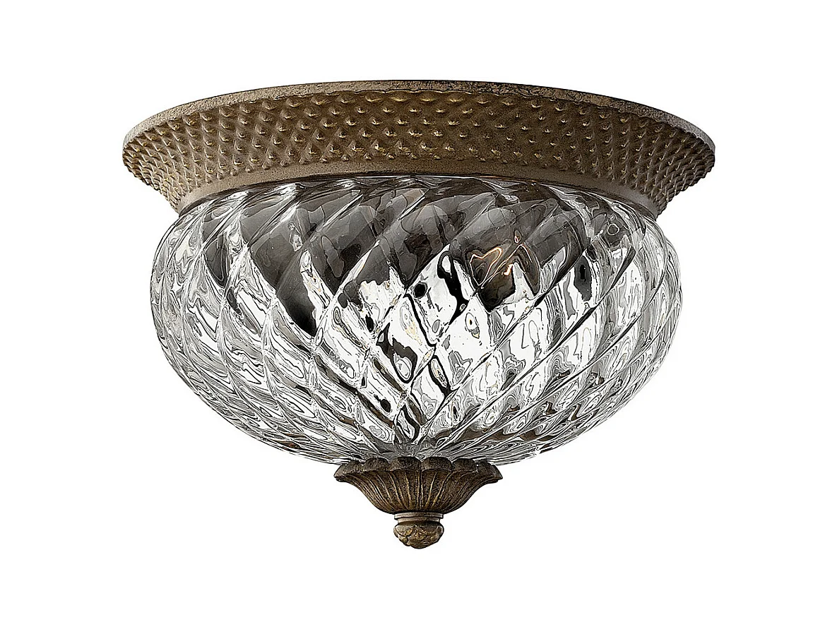 Elstead Plantation - 2 licht Small Semi Flush Deckenleuchte Pearl Bronze, E27