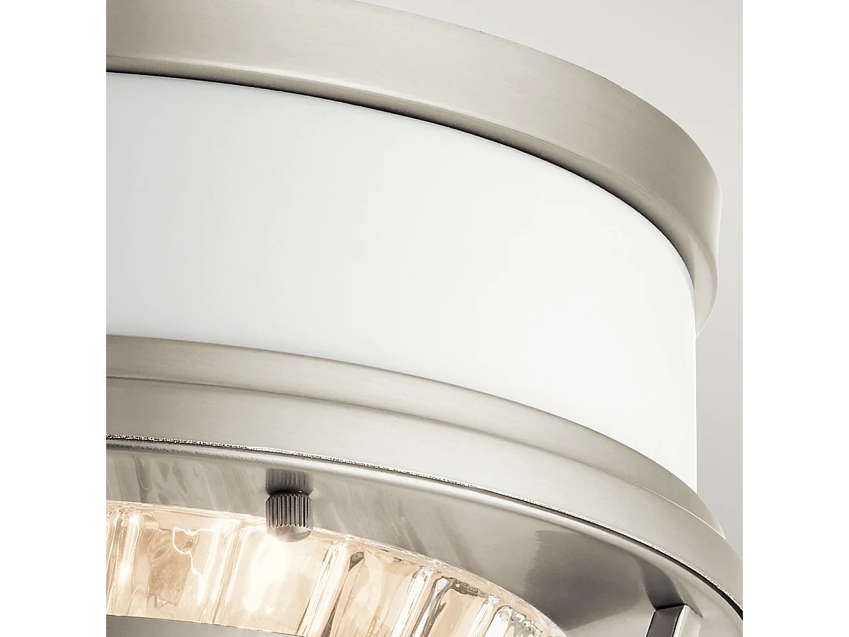Elstead Kichler Tollis Skål Semi Flush Ceiling Light Borstad Nickel & Vit