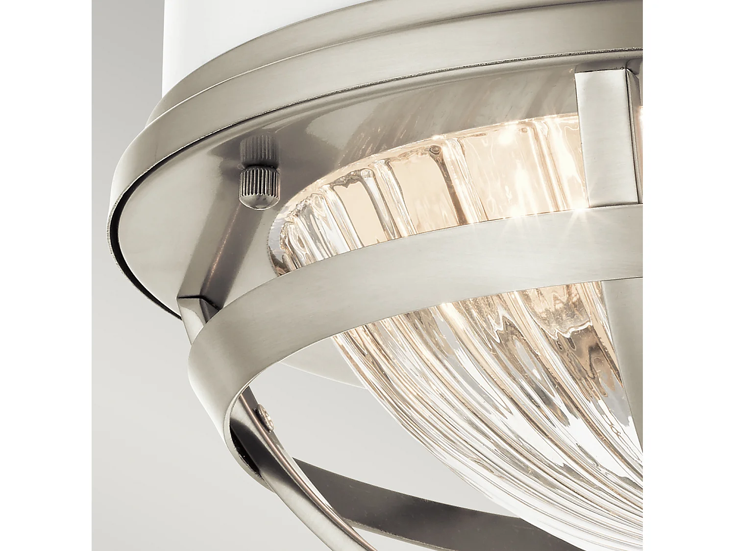 Elstead Kichler Tollis Skål Semi Flush Ceiling Light Borstad Nickel & Vit