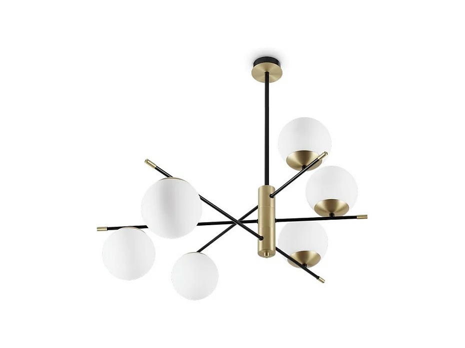 Ideal Lux GOURMET Lampada da soffitto semi-incasso a 6 luci globo multi braccio nera