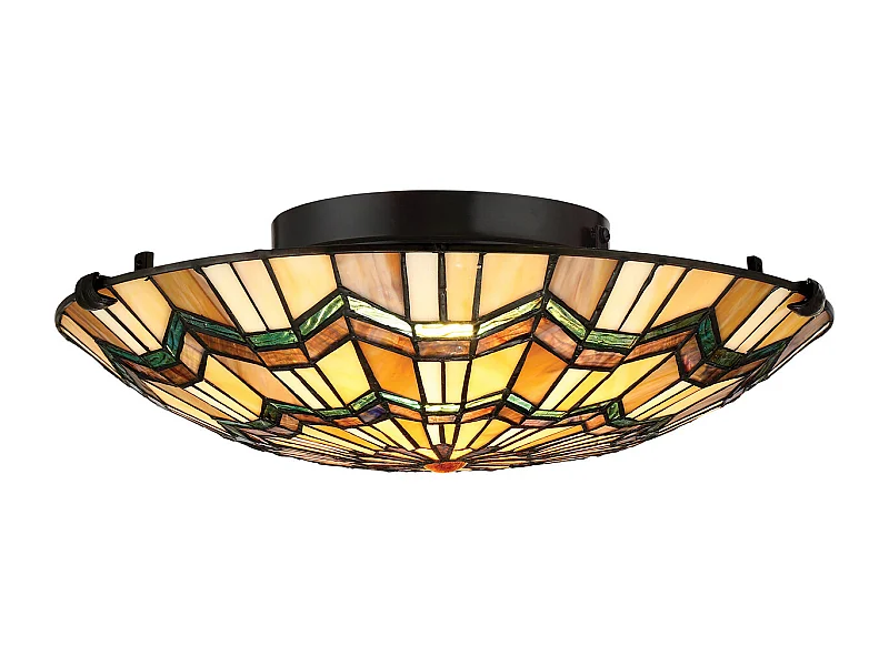 Elstead Alcott 2 Light Tiffany Flush Mount - Bronsfinish, E27