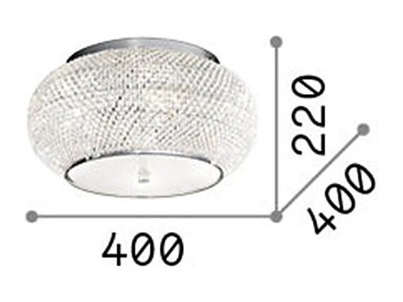 Ideal Lux Pasha' - 6 luces de techo a ras de suelo dorado con cristales, E14