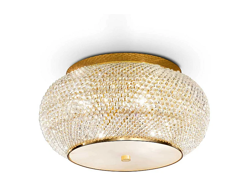 Ideal Lux Pasha' Plafonnier à 6 ampoules or avec cristaux, E14