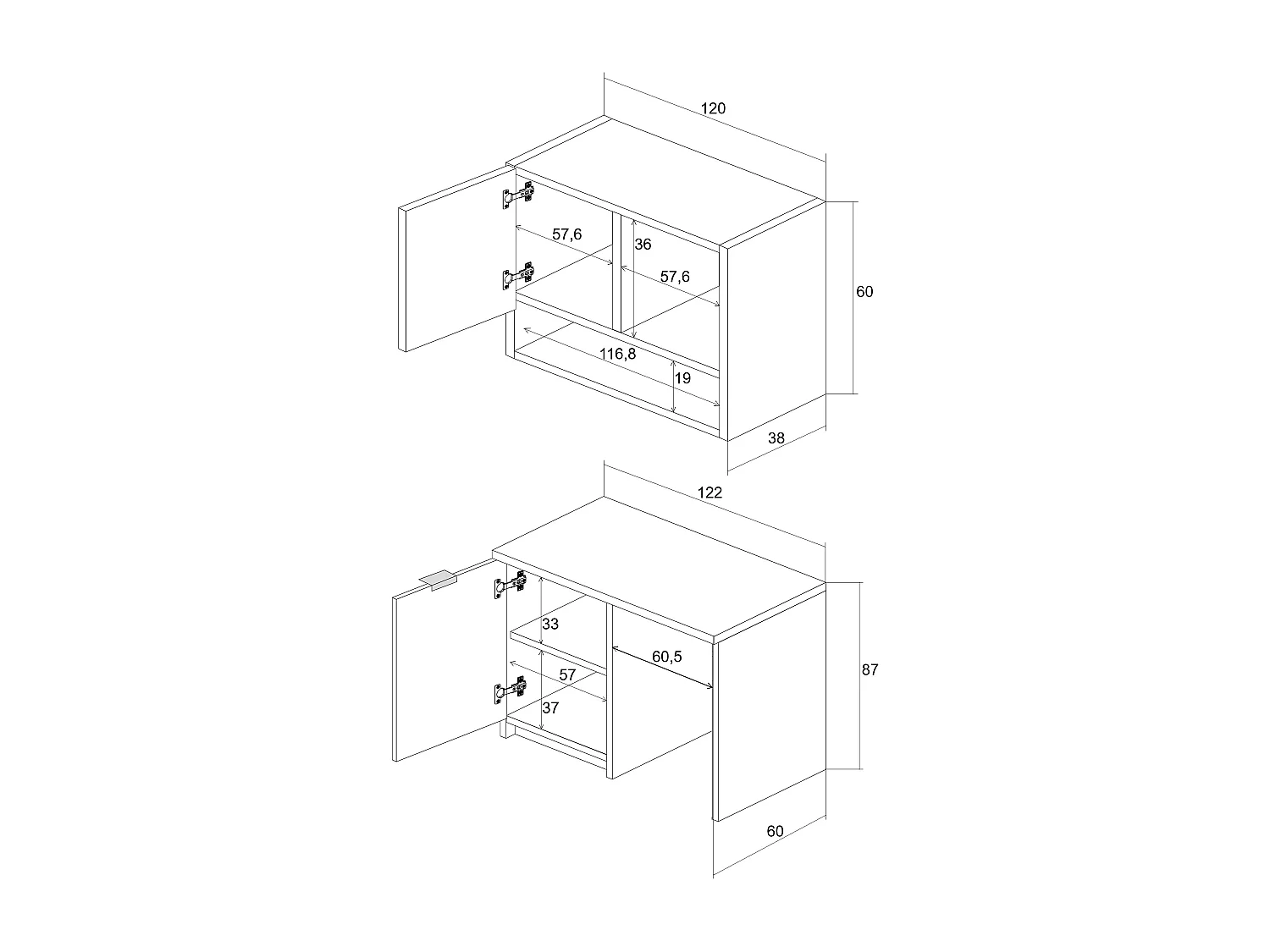 Meubles de buanderie pour machine à laver avec plan de travail - L122 cm -  Blanc et naturel clair - NATAJI