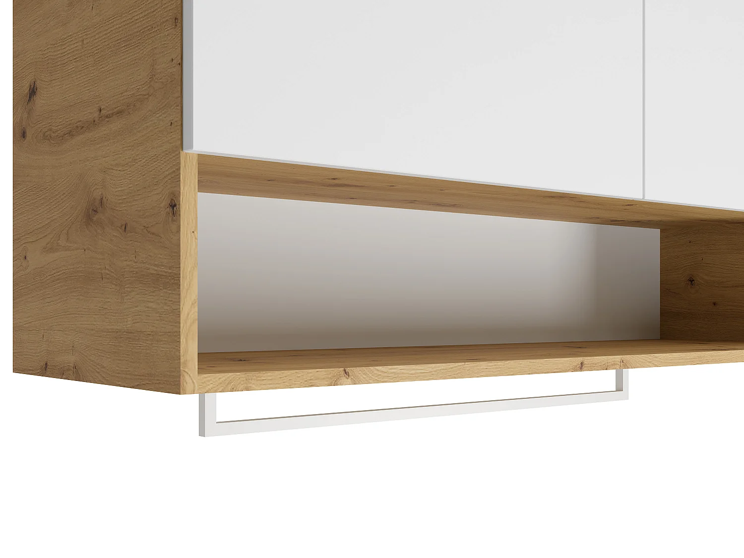 Meubles de buanderie pour machine à laver avec plan de travail - L122 cm -  Blanc et naturel clair - NATAJI