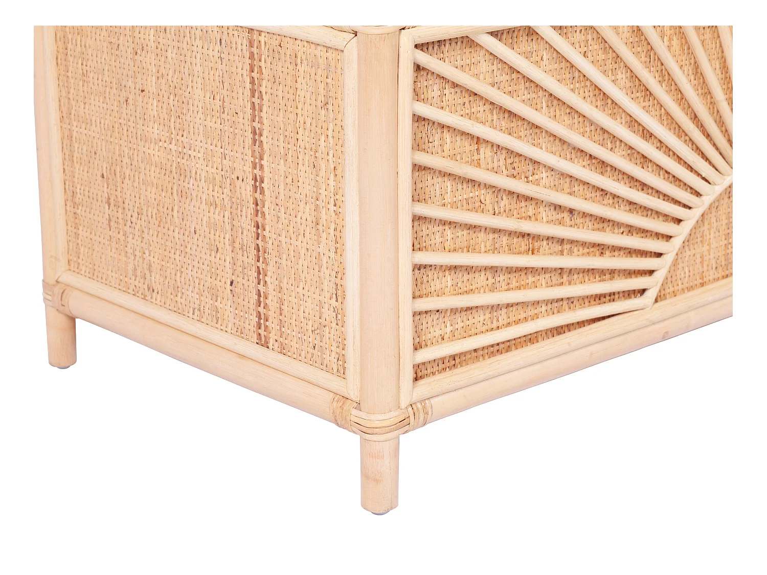 Banco baúl de mimbre trenzado con cojín - An.91 x P. 43 x Al. 51 cm - Natural - SOLEYA