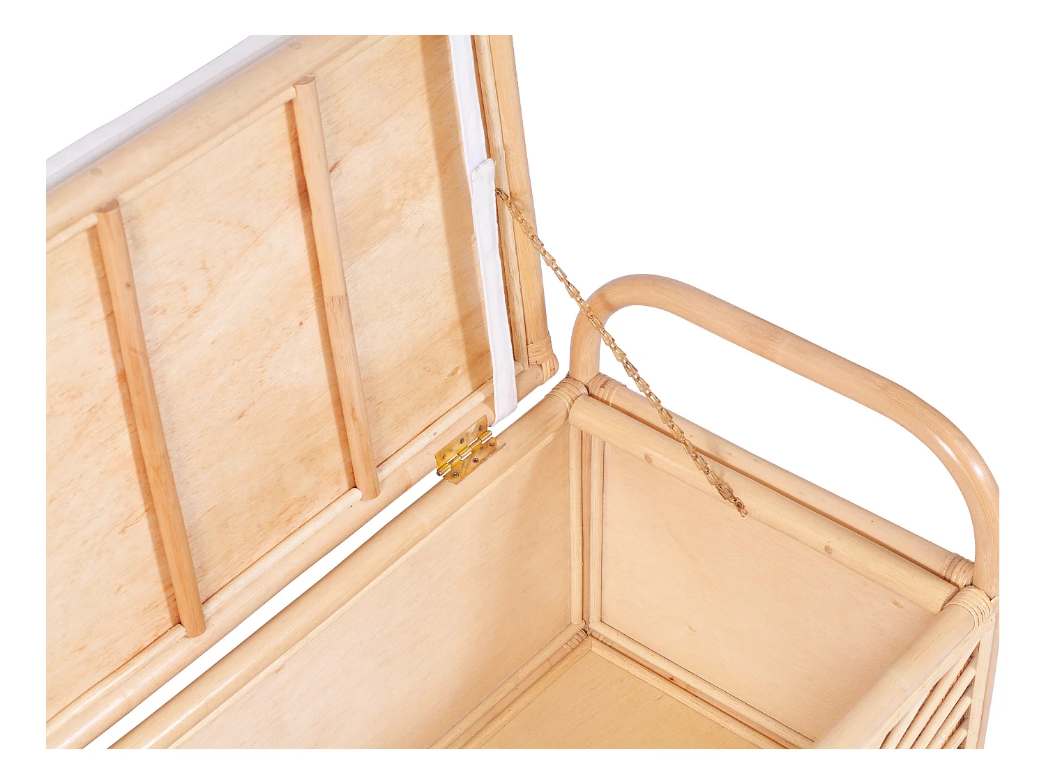 Banco baúl de mimbre trenzado con cojín - An.91 x P. 43 x Al. 51 cm - Natural - SOLEYA