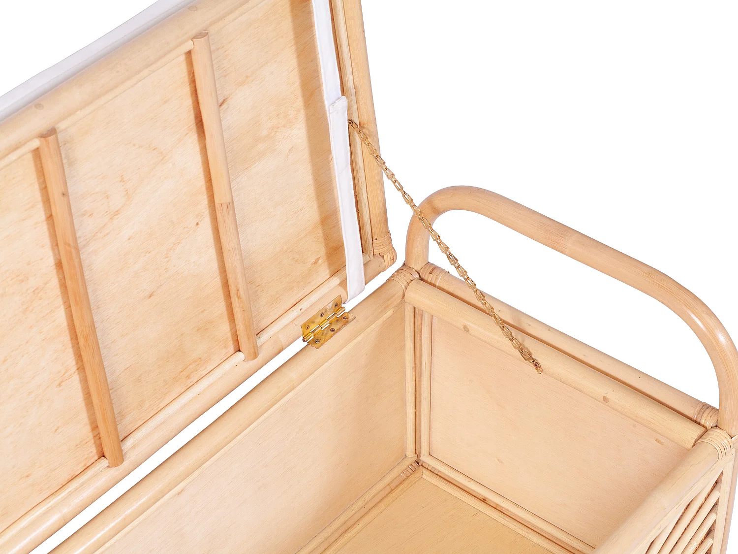 Banc coffre en rotin tressé avec coussin - L.91 x P. 43 x H. 51 cm - Naturel - SOLEYA