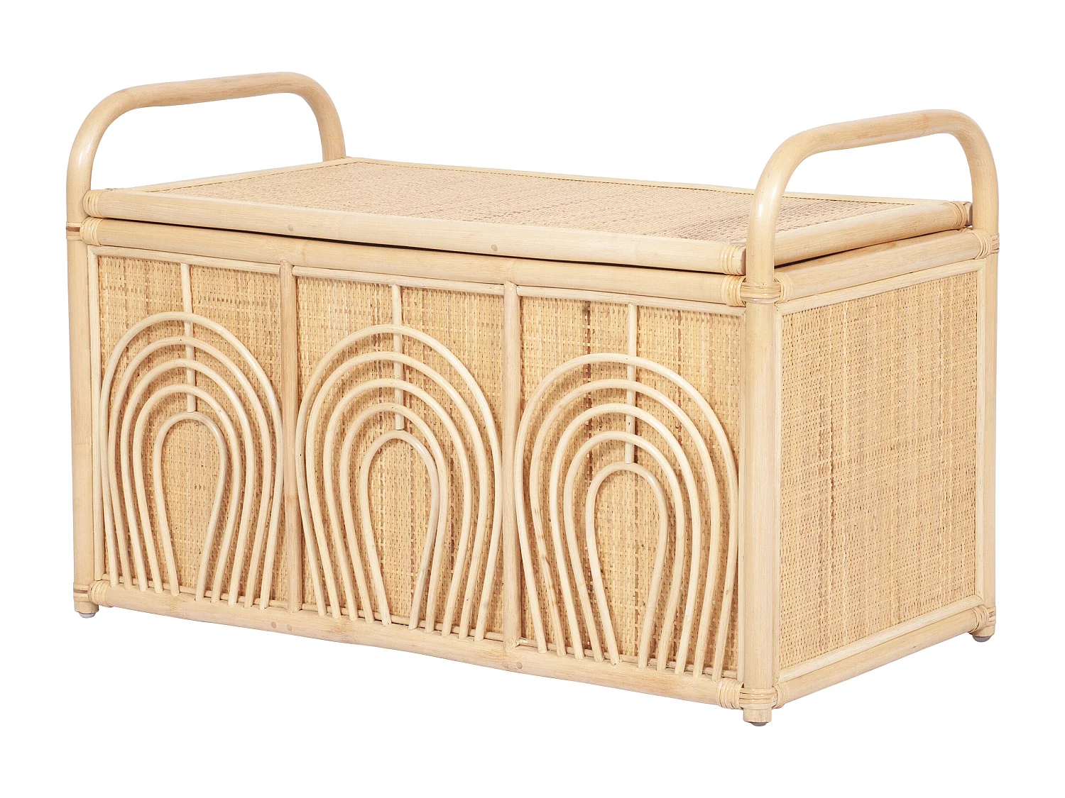 Baú de arrumação em rattan trançado - C.91 x P.48 x A.58 cm - Natural - LUMORA
