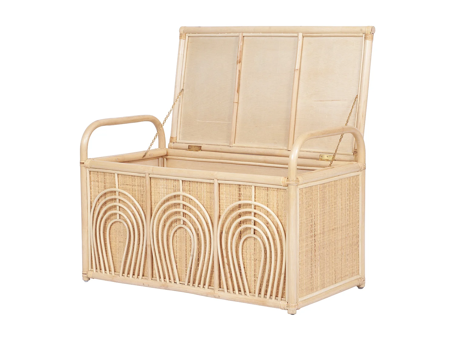 Baú de arrumação em rattan trançado - C.91 x P.48 x A.58 cm - Natural - LUMORA