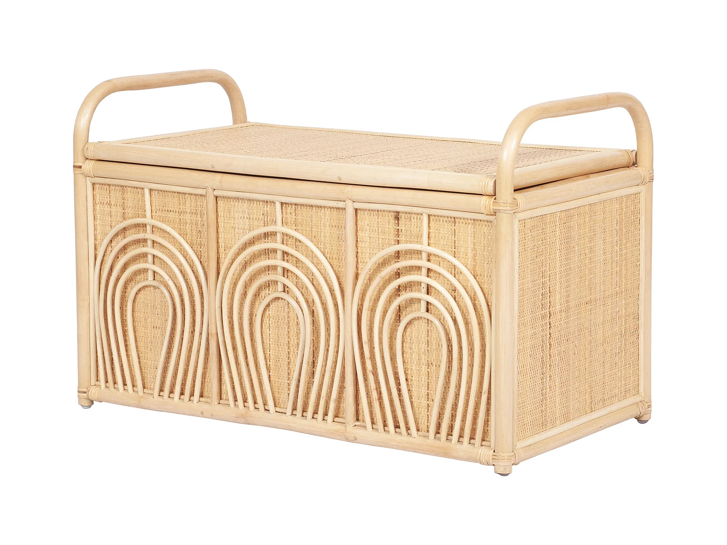 Banco baúl de mimbre trenzado - An.91 x P. 48 x Al. 58 cm - Natural - LUMORA