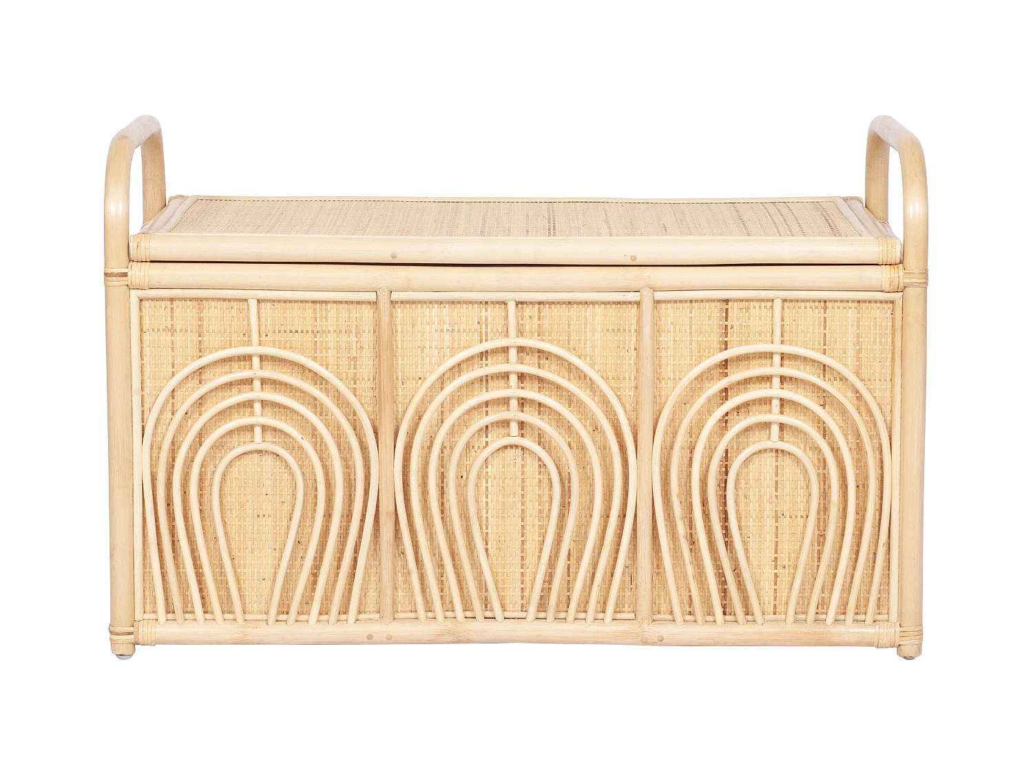 Banco baúl de mimbre trenzado - An.91 x P. 48 x Al. 58 cm - Natural - LUMORA