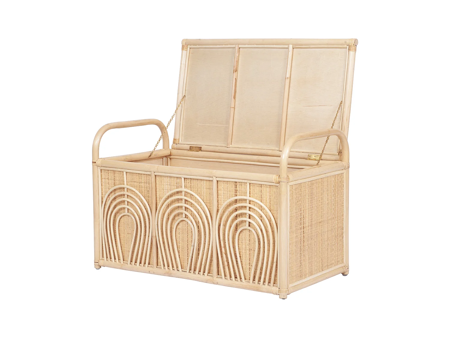 Banco baúl de mimbre trenzado - An.91 x P. 48 x Al. 58 cm - Natural - LUMORA