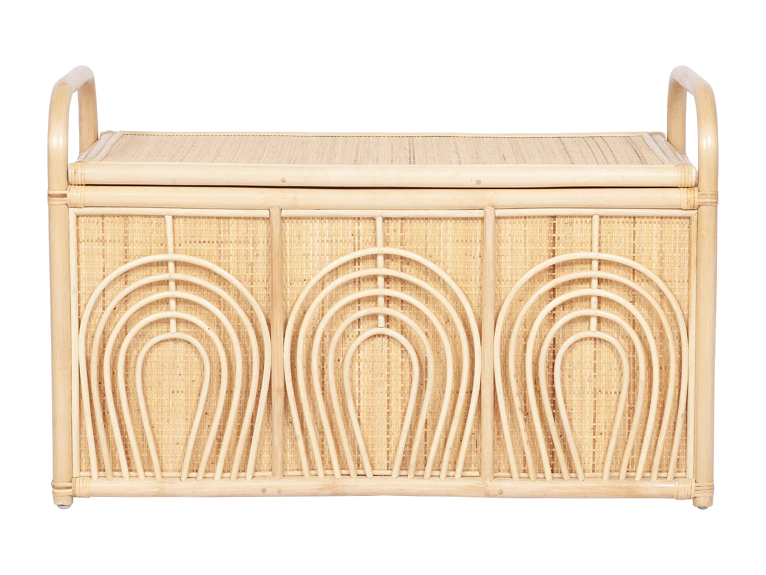 Coffre de rangement en rotin tressé - L.91 x P. 48 x H. 58 cm - Naturel - LUMORA