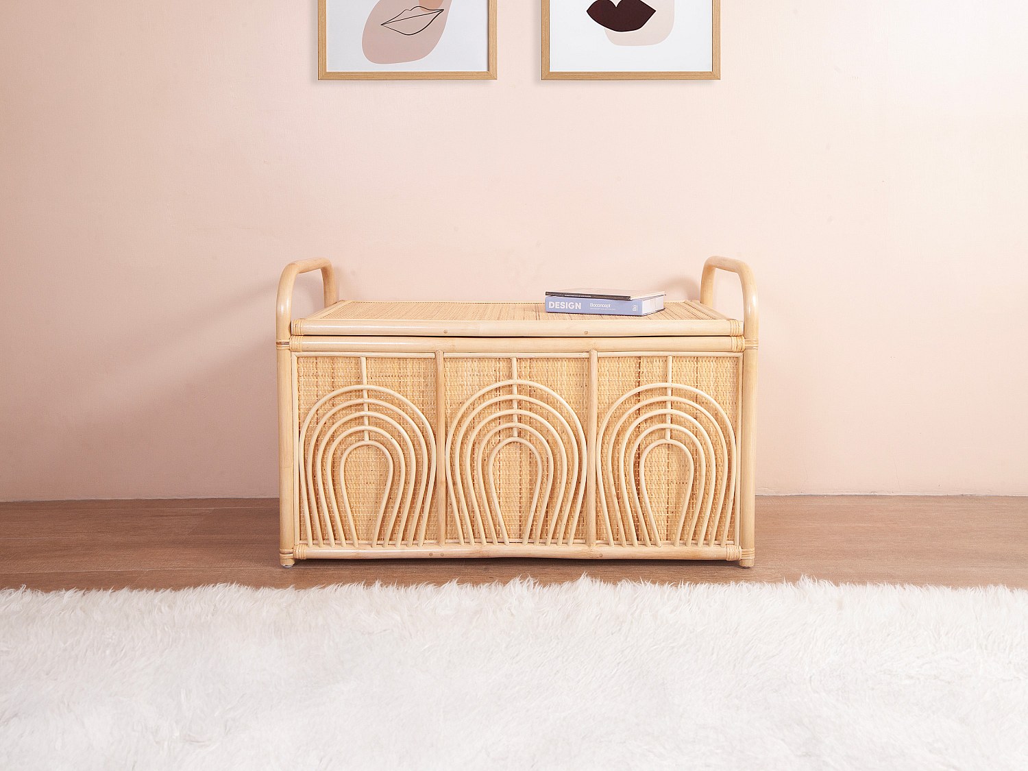 Aufbewahrungstruhe aus geflochtenem Rattan - 91 x 48 x 58 cm - Natur - LUMO günstig online kaufen