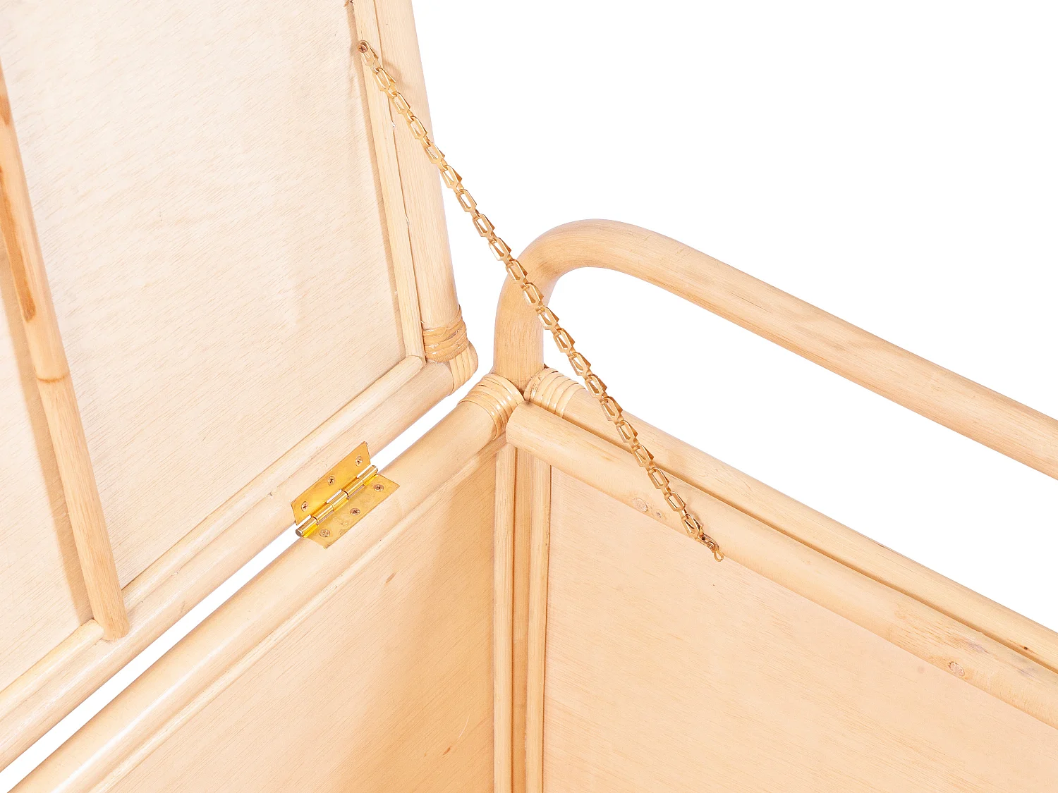 Coffre de rangement en rotin tressé - L.91 x P. 48 x H. 58 cm - Naturel - LUMORA