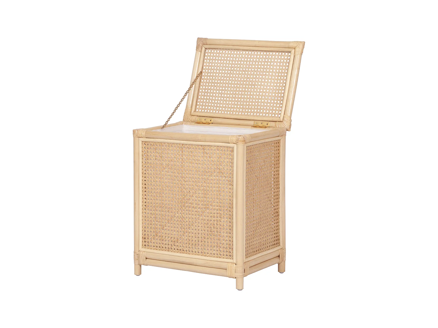 Cesto de ropa de mimbre con acabado en rejilla con tapa - An. 45 x P. 33 x Al. 56 cm - Natural - CALYMA