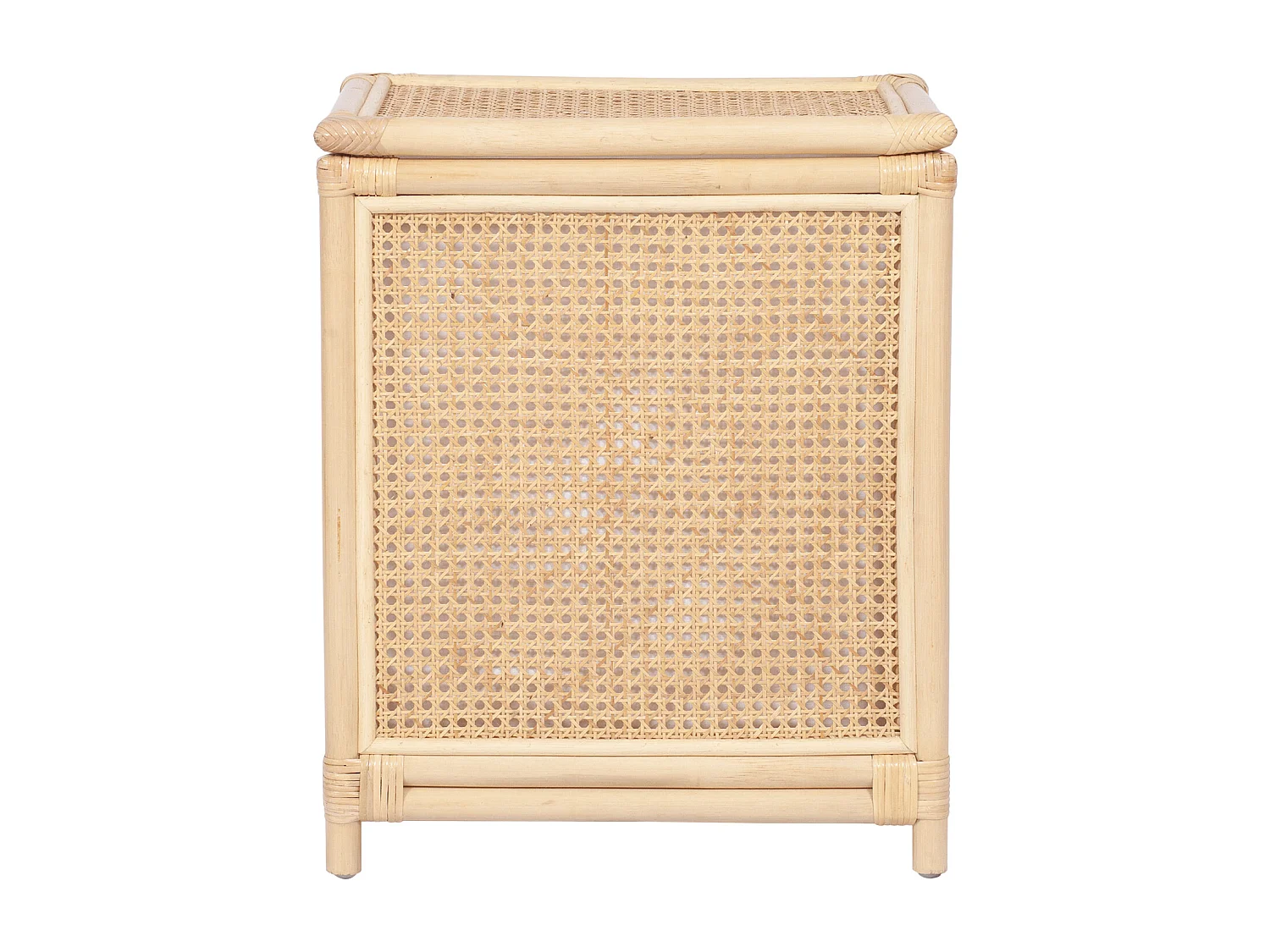 Cesto de ropa de mimbre con acabado en rejilla con tapa - An. 45 x P. 33 x Al. 56 cm - Natural - CALYMA