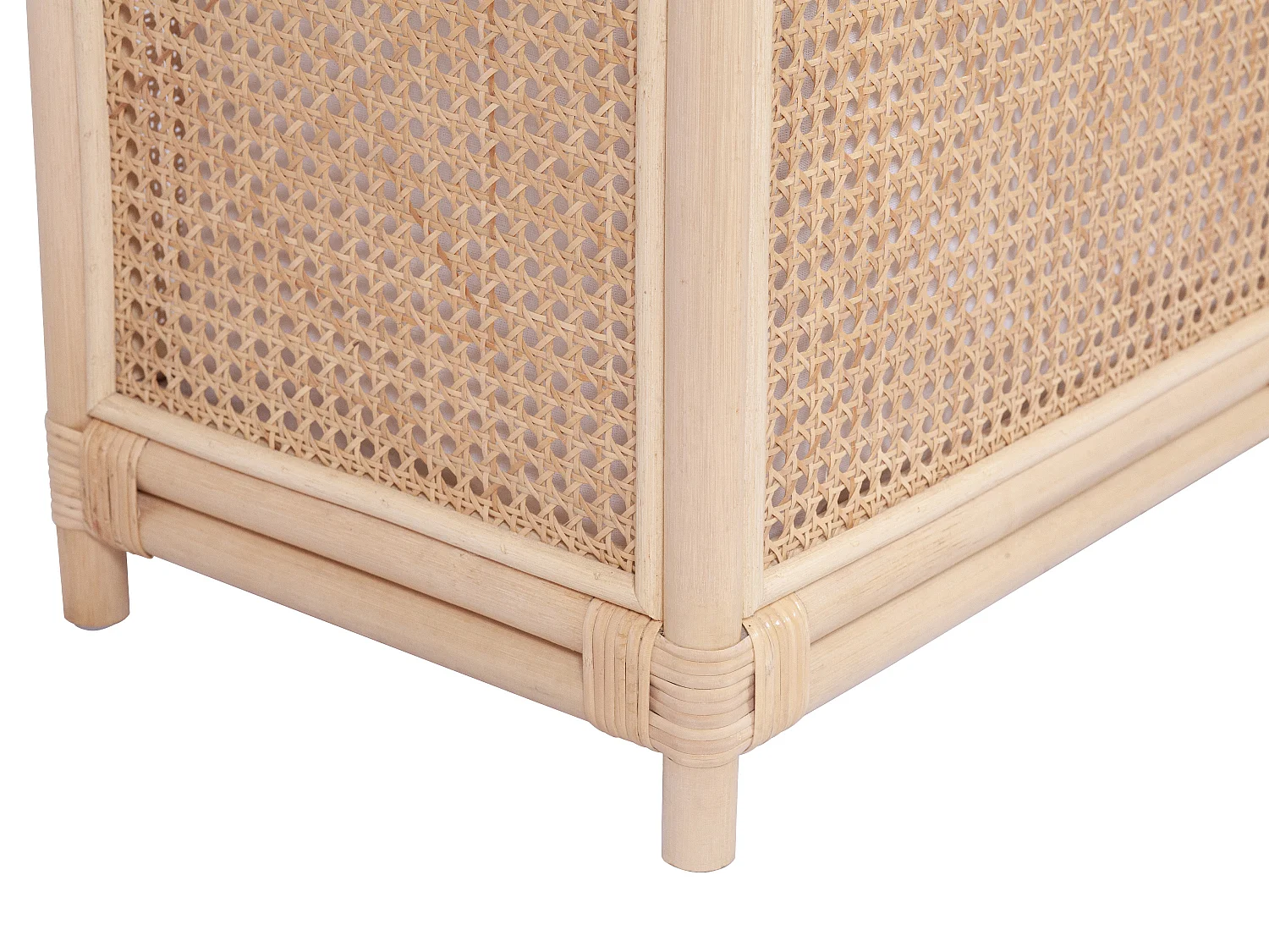 Cesto de ropa de mimbre con acabado en rejilla con tapa - An. 45 x P. 33 x Al. 56 cm - Natural - CALYMA