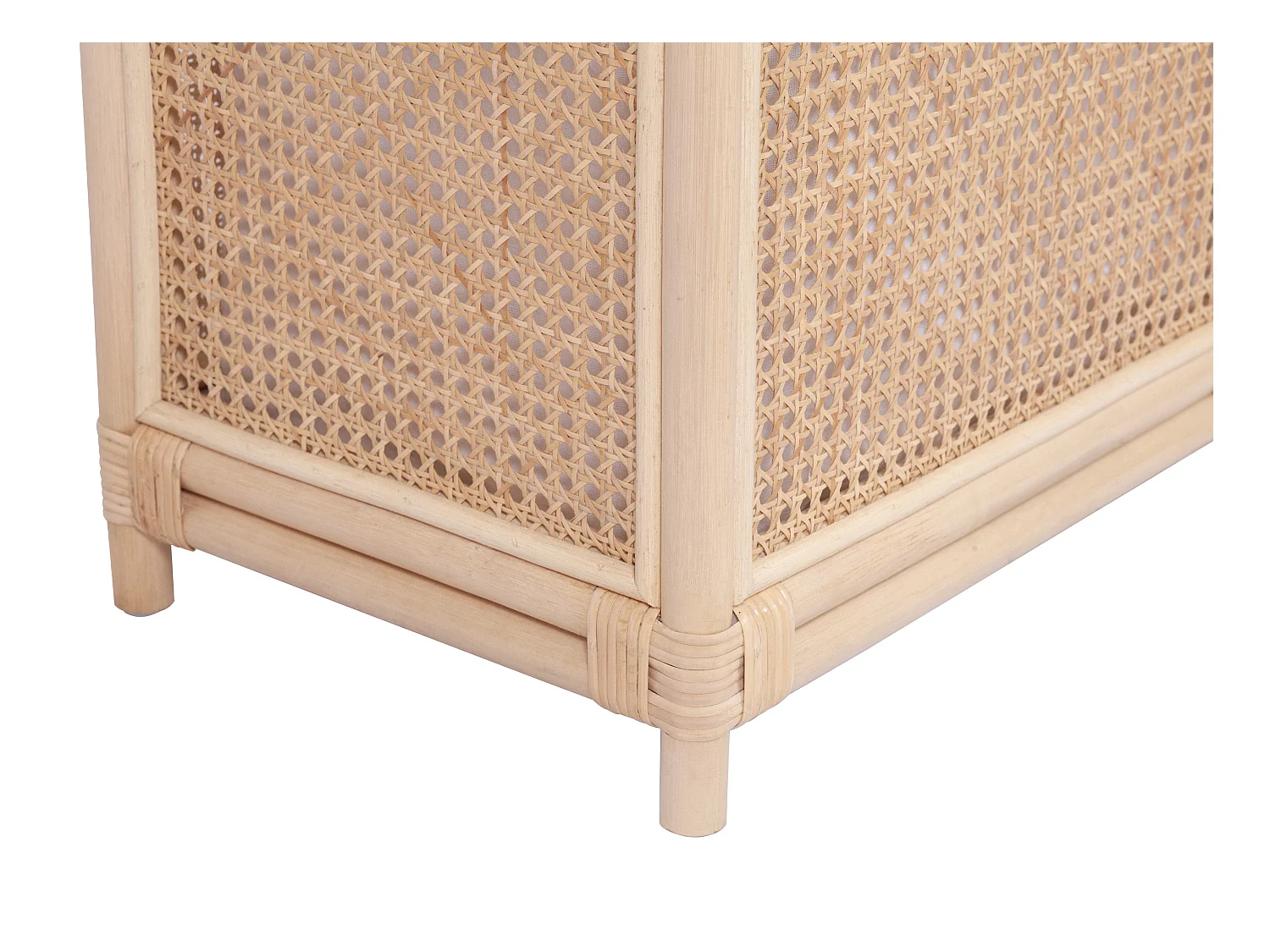 Kosz na pranie z rattanu z wykończeniem plecionkowym i pokrywą – dł. 45 × szer. 33 × wys. 56 cm – naturalny – CALYMA