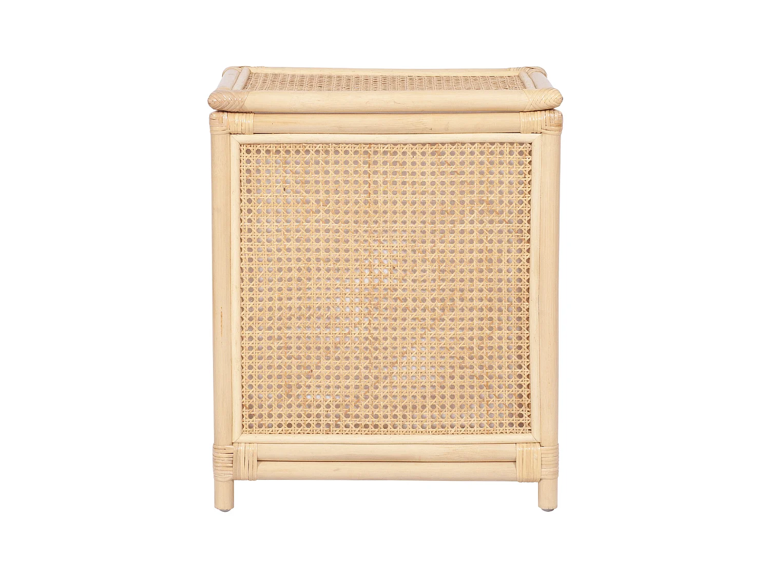 Kosz na pranie z rattanu z wykończeniem plecionkowym i pokrywą – dł. 45 × szer. 33 × wys. 56 cm – naturalny – CALYMA