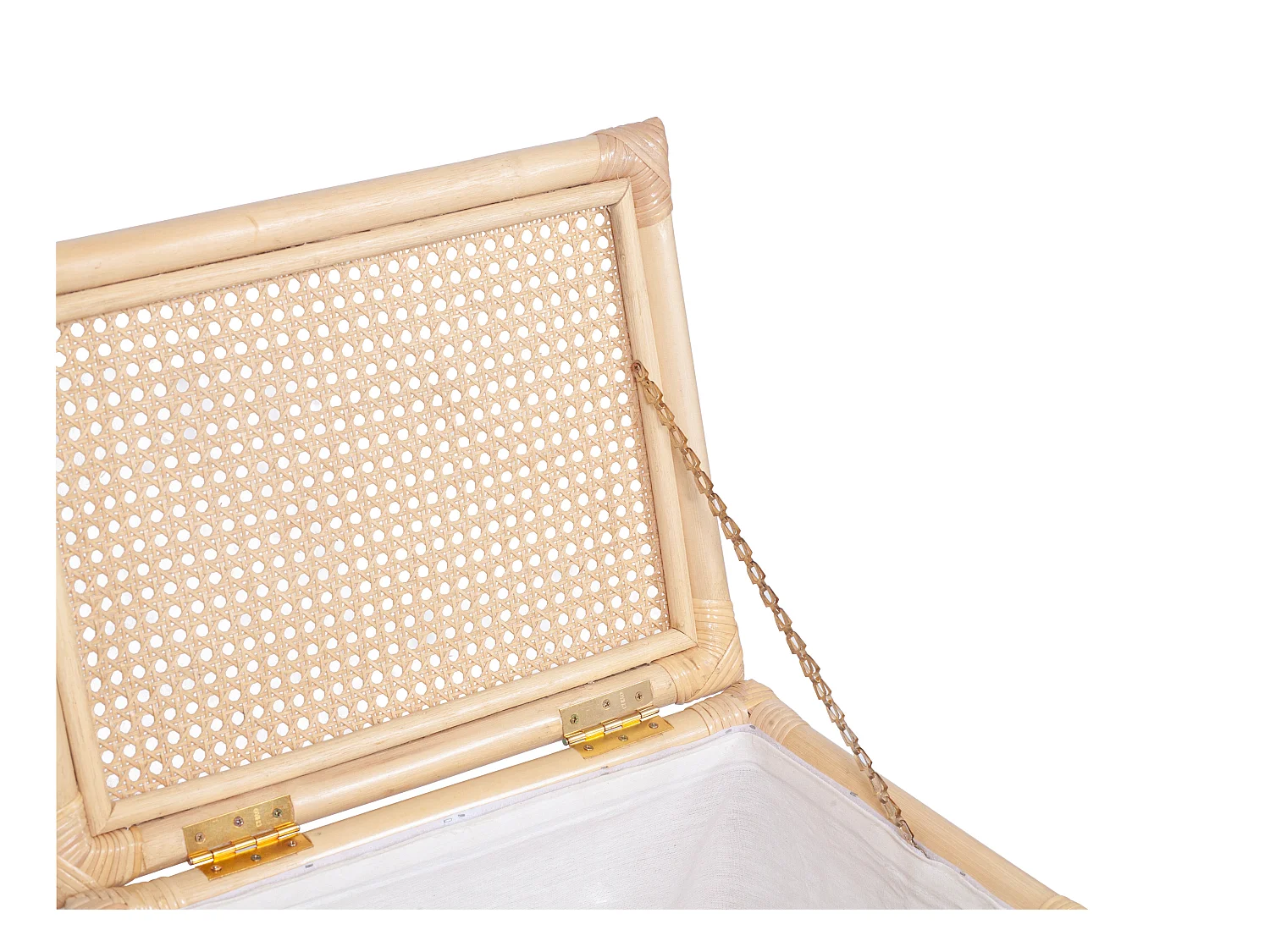 Kosz na pranie z rattanu z wykończeniem plecionkowym i pokrywą – dł. 45 × szer. 33 × wys. 56 cm – naturalny – CALYMA