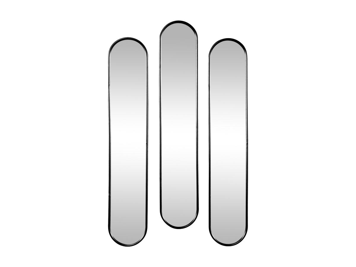 3er-Set Spiegel oval - 23 x 120 cm - Metall - Schwarz - JAYLEN günstig online kaufen