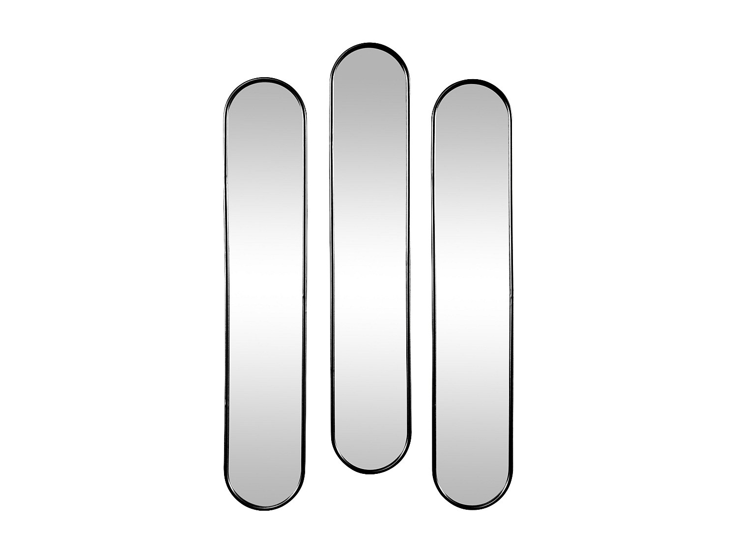 3er-Set Spiegel oval - 23 x 120 cm - Metall - Schwarz - JAYLEN günstig online kaufen