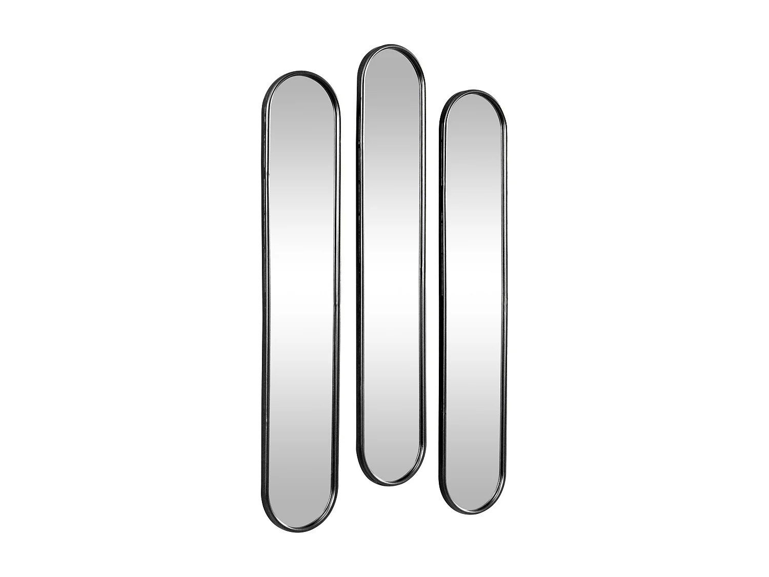 Set med 3 ovala metallspeglar - L.23 x H.120 cm - Svart - JAYLEN