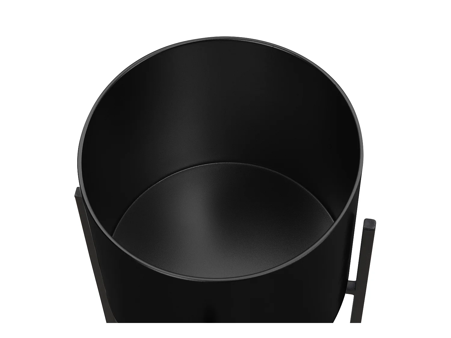 Juego de 2 maceteros con pie de metal - D. 25 x H. 39 y D. 23 x H. 35.5 - Negro mate - EDMEE