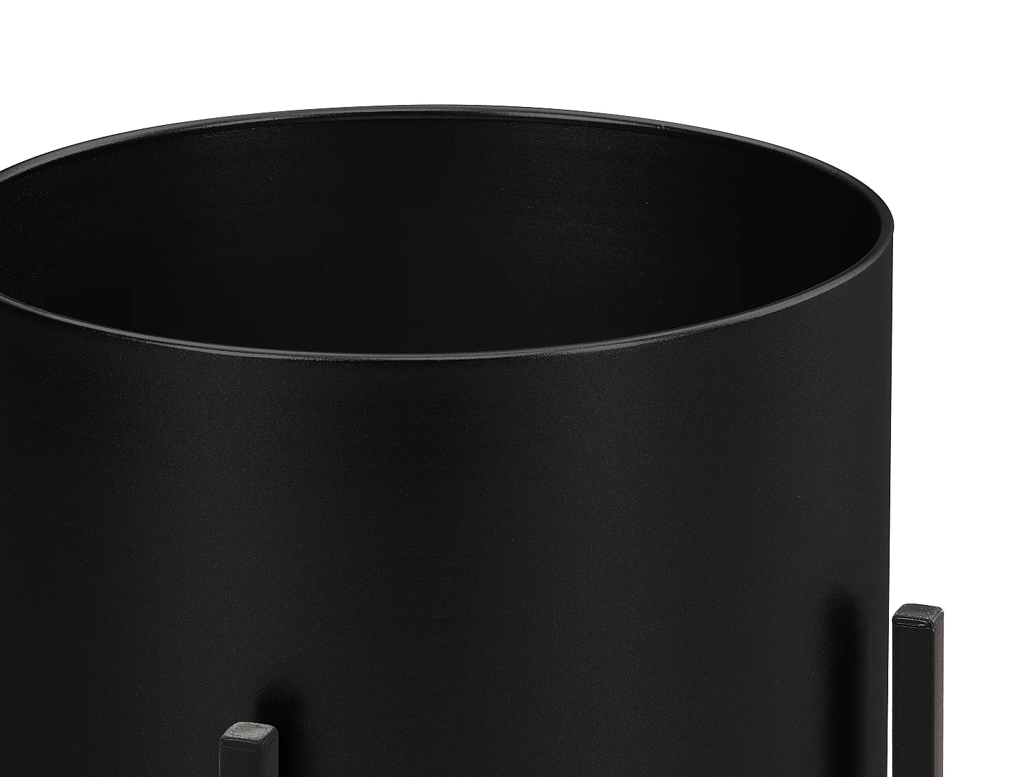 Lot de 2 cache-pots sur pied en métal - D. 25 x H. 39 et D. 23 x H. 35.5 - Noir mat - EDMEE