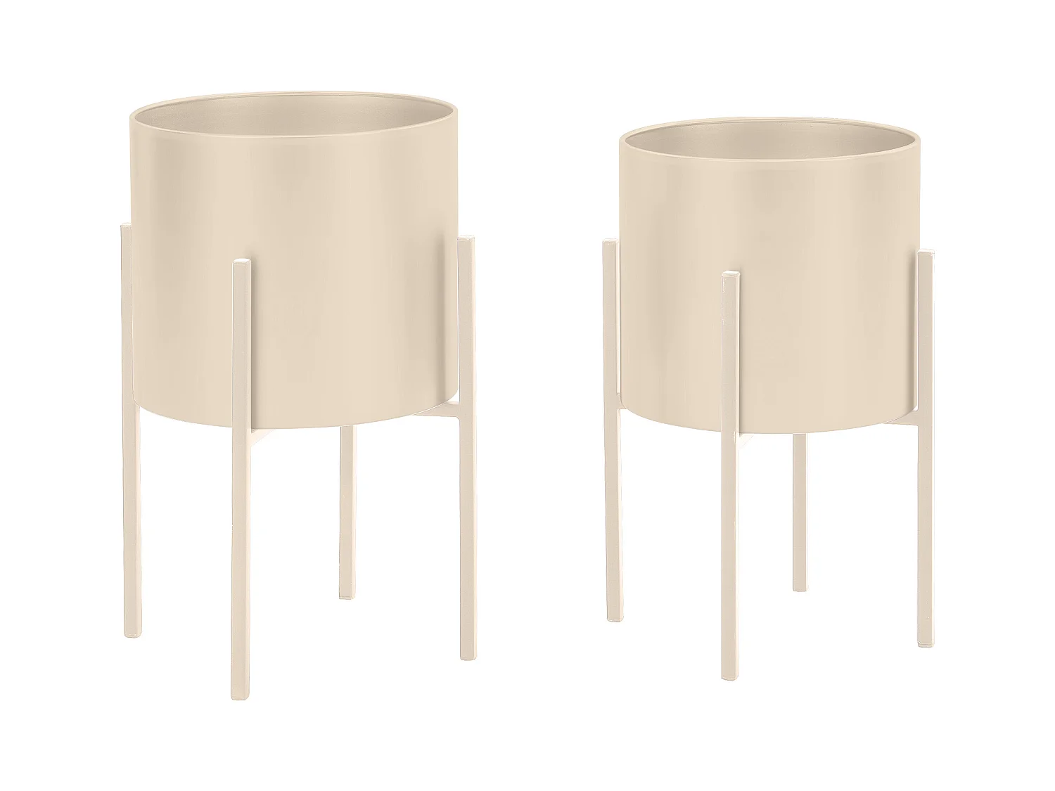 Juego de 2 maceteros con pie de metal - D. 25 x H. 39 y D. 23 x H. 35.5 - Beige - EDMEE