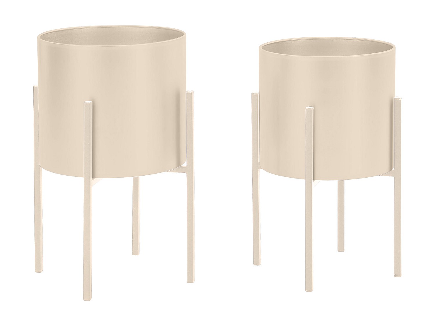 2er-Set - Übertöpfe mit Gestell - Metall - 25 x 39 & 23 x 35,5 - Beige - ED günstig online kaufen