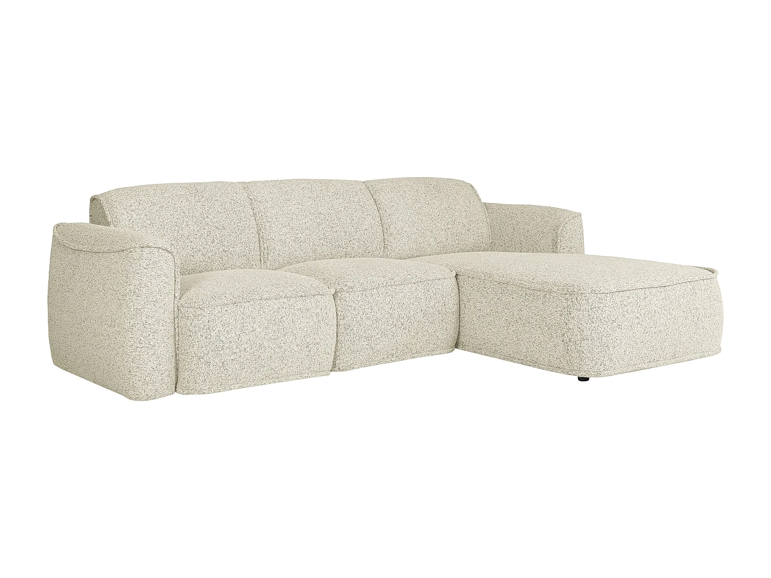 Canapé d'angle droit en tissu chiné beige DIOMARO