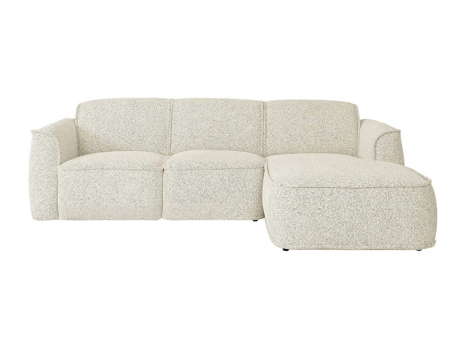 Canapé d'angle droit en tissu chiné beige DIOMARO