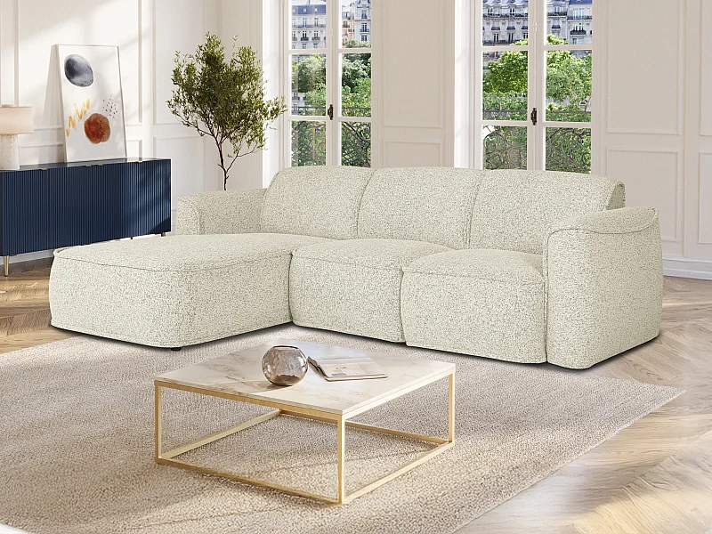 Venstrevendt hjørnesofa i meleret beige stofkvalitet DIOMARO