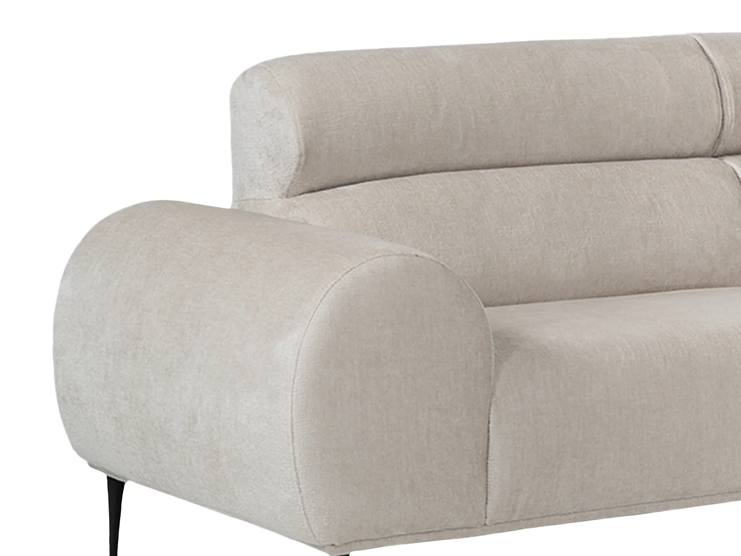 Højrevendt hjørnesofa i beige chenille-stof, model: MALIADA - højre sofa i 5 personers