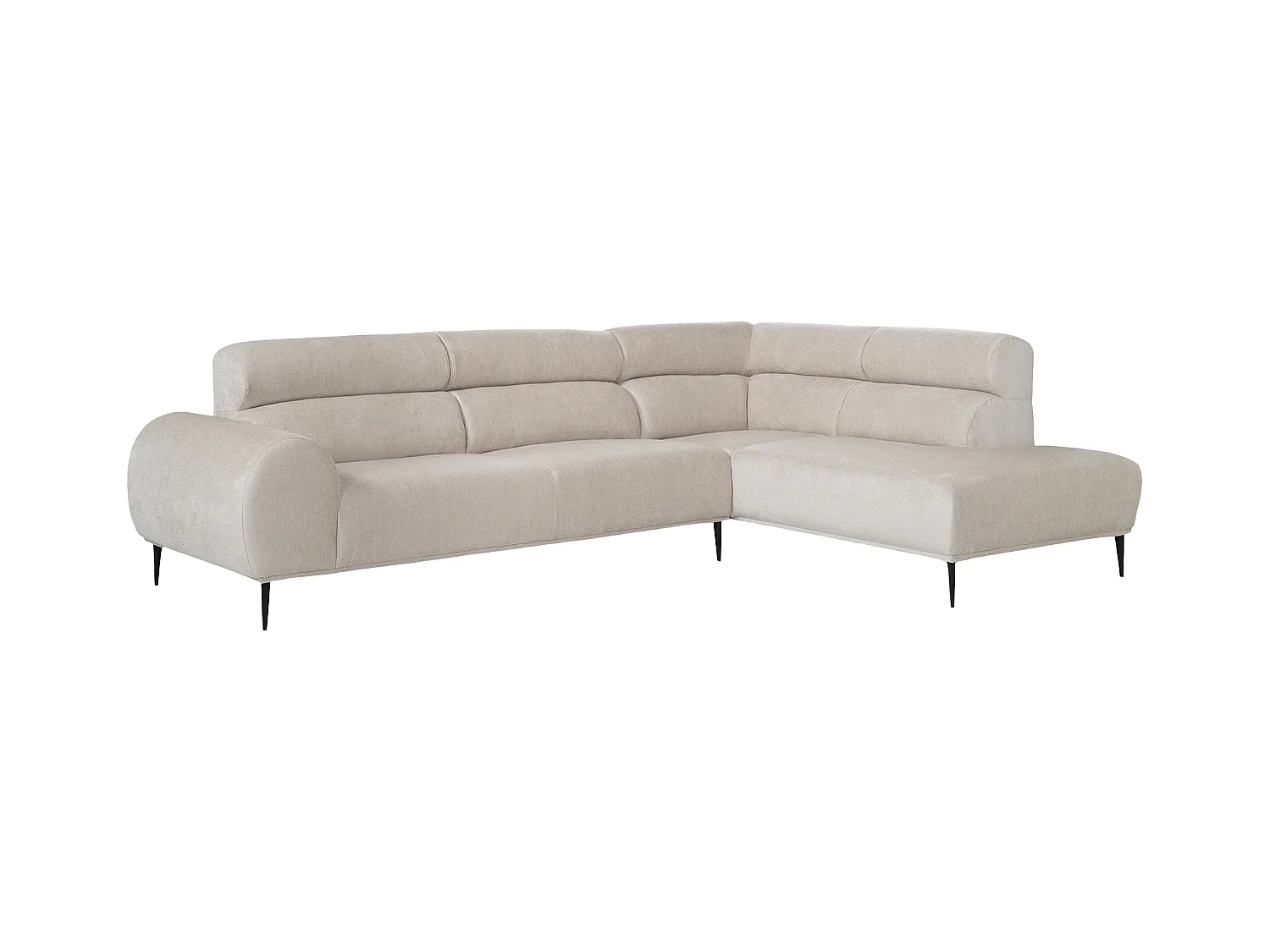 Canapé d'angle droit en tissu chenille beige MALIADA