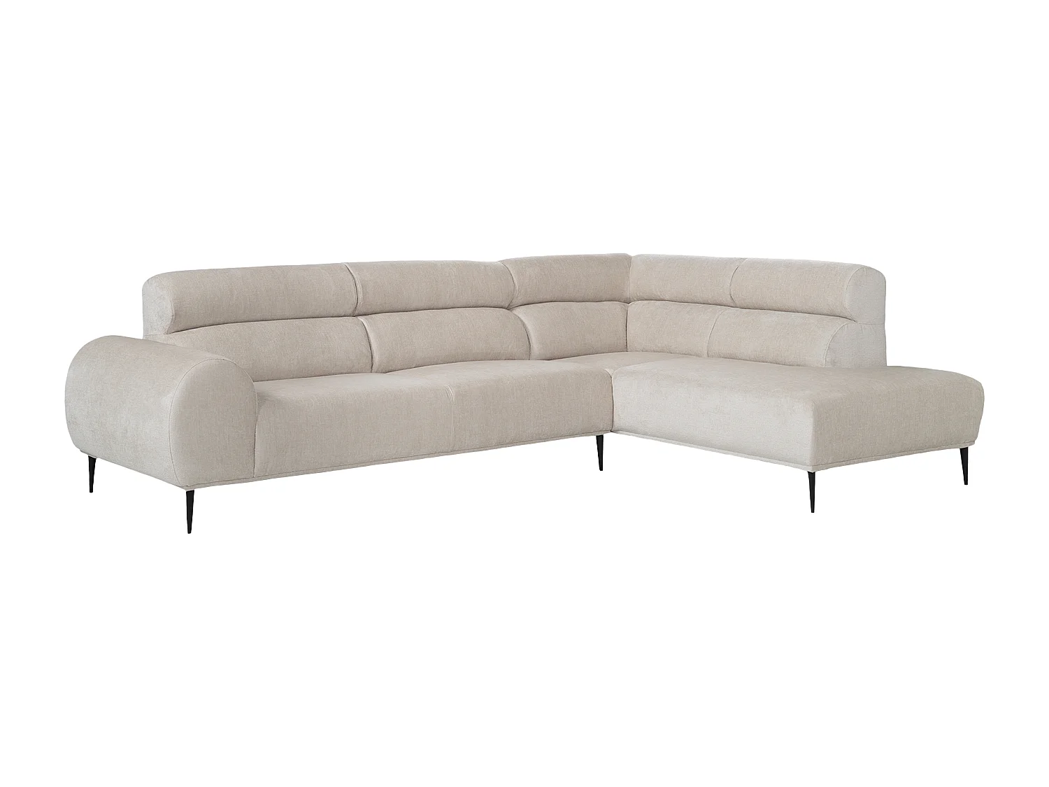 Canapé d'angle droit en tissu chenille beige MALIADA