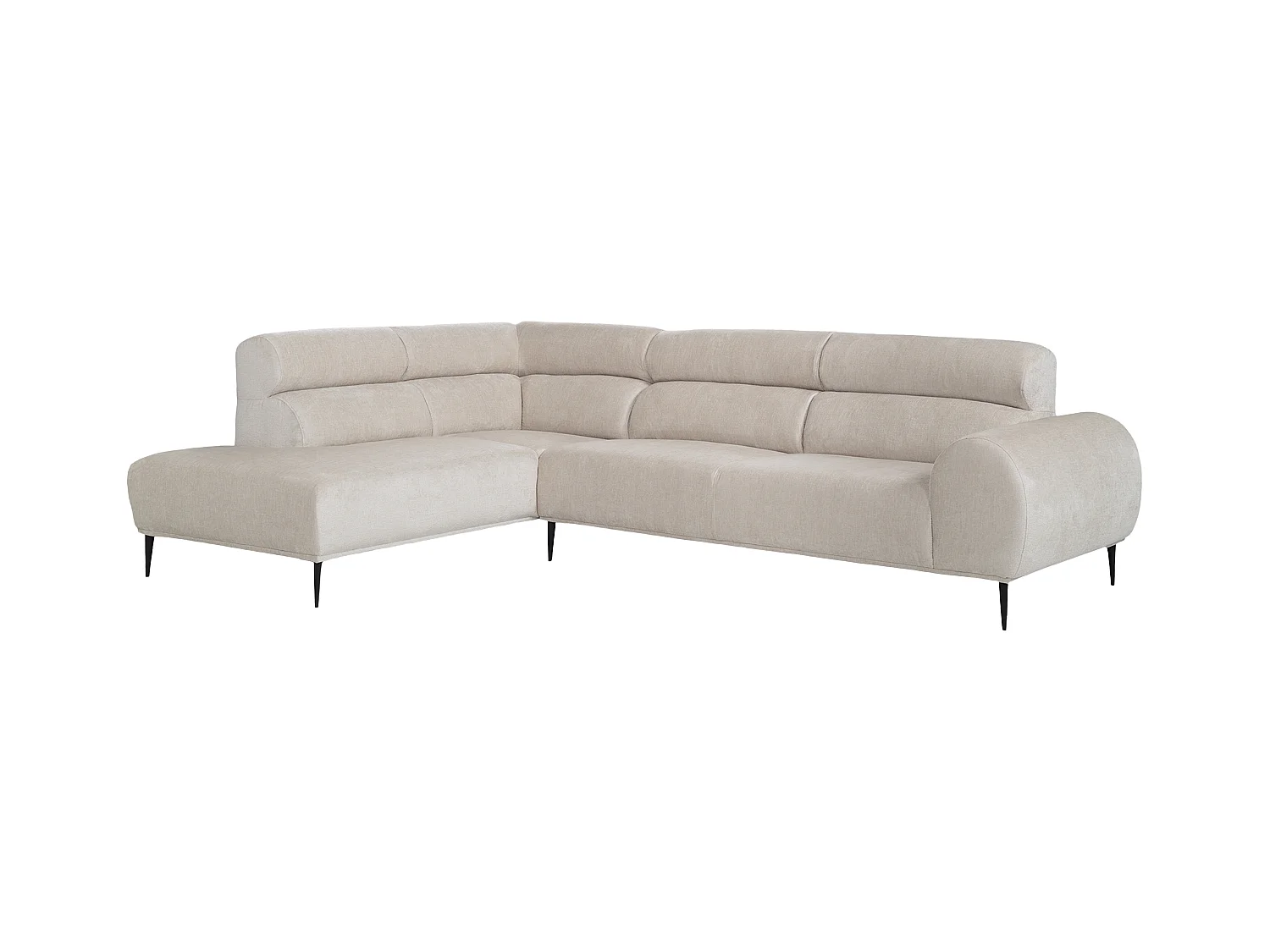 Divano angolo a sinistra in Tessuto ciniglia Beige - MALIADA