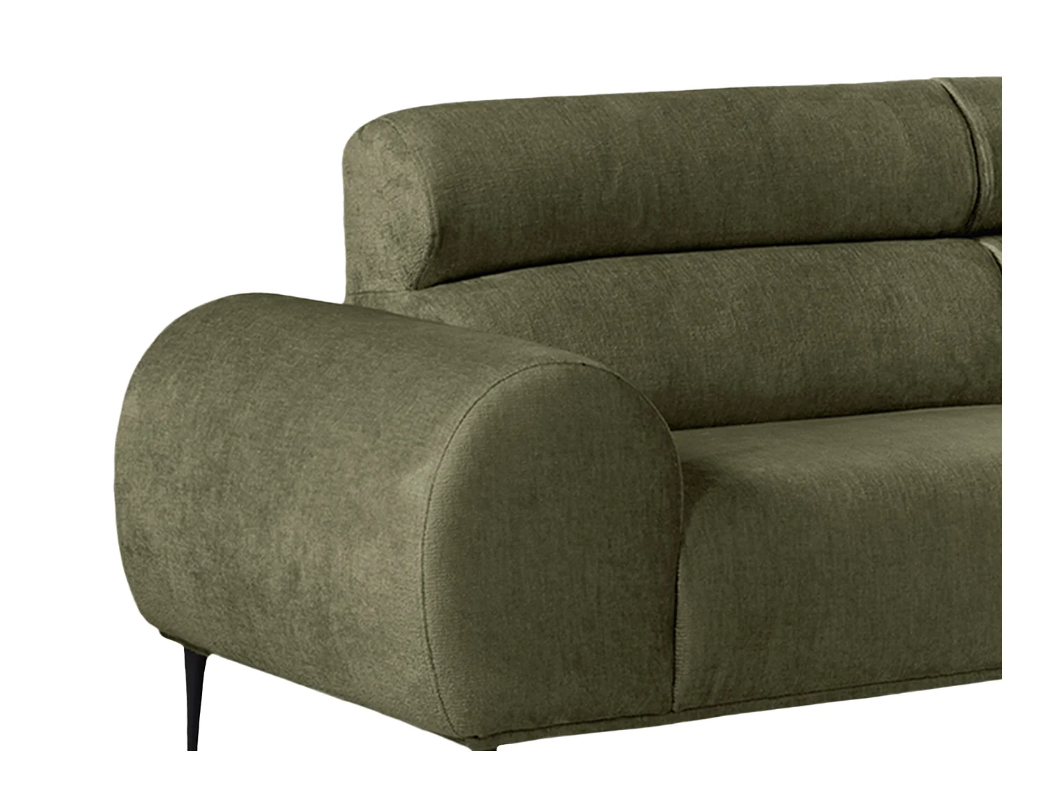 Canapé d'angle droit en tissu chenille vert kaki MALIADA