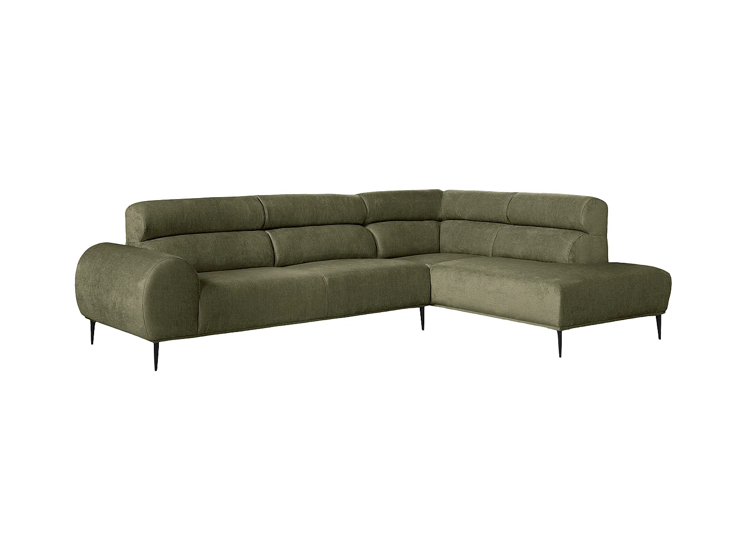 Ecksofa - Ecke rechts - Chenille-Stoff - Khaki - MALIADA
