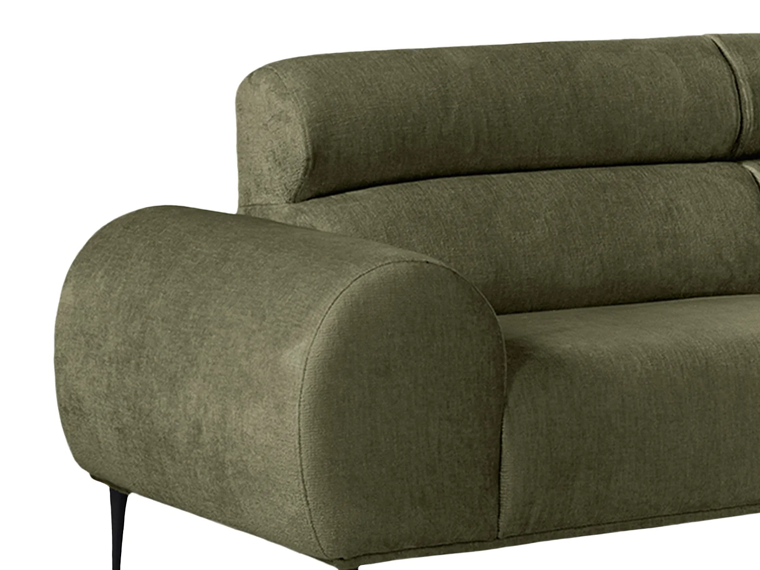 Canapé d'angle droit en tissu chenille vert kaki MALIADA