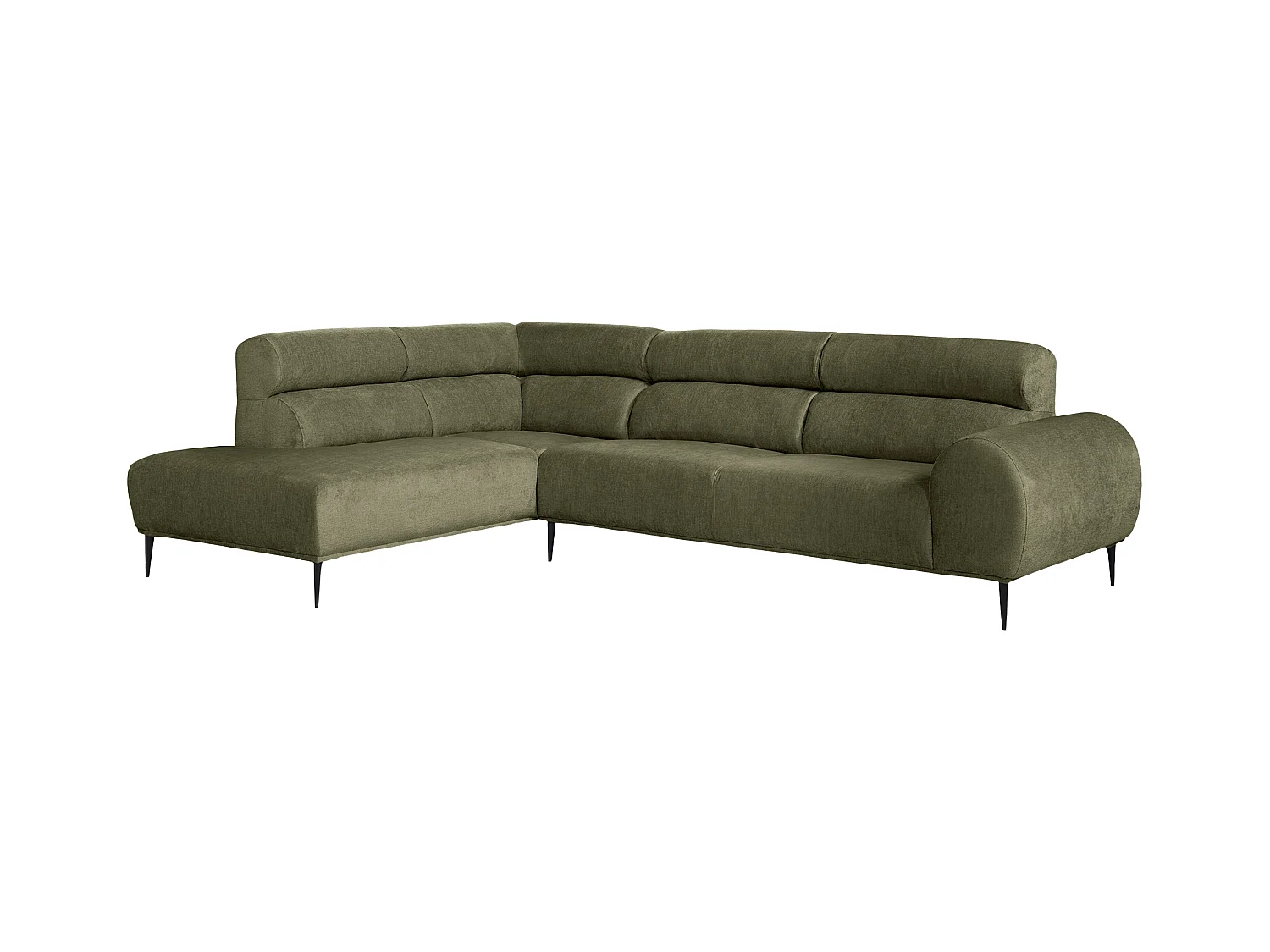 Ecksofa - Ecke links - Chenille-Stoff - Khaki - MALIADA