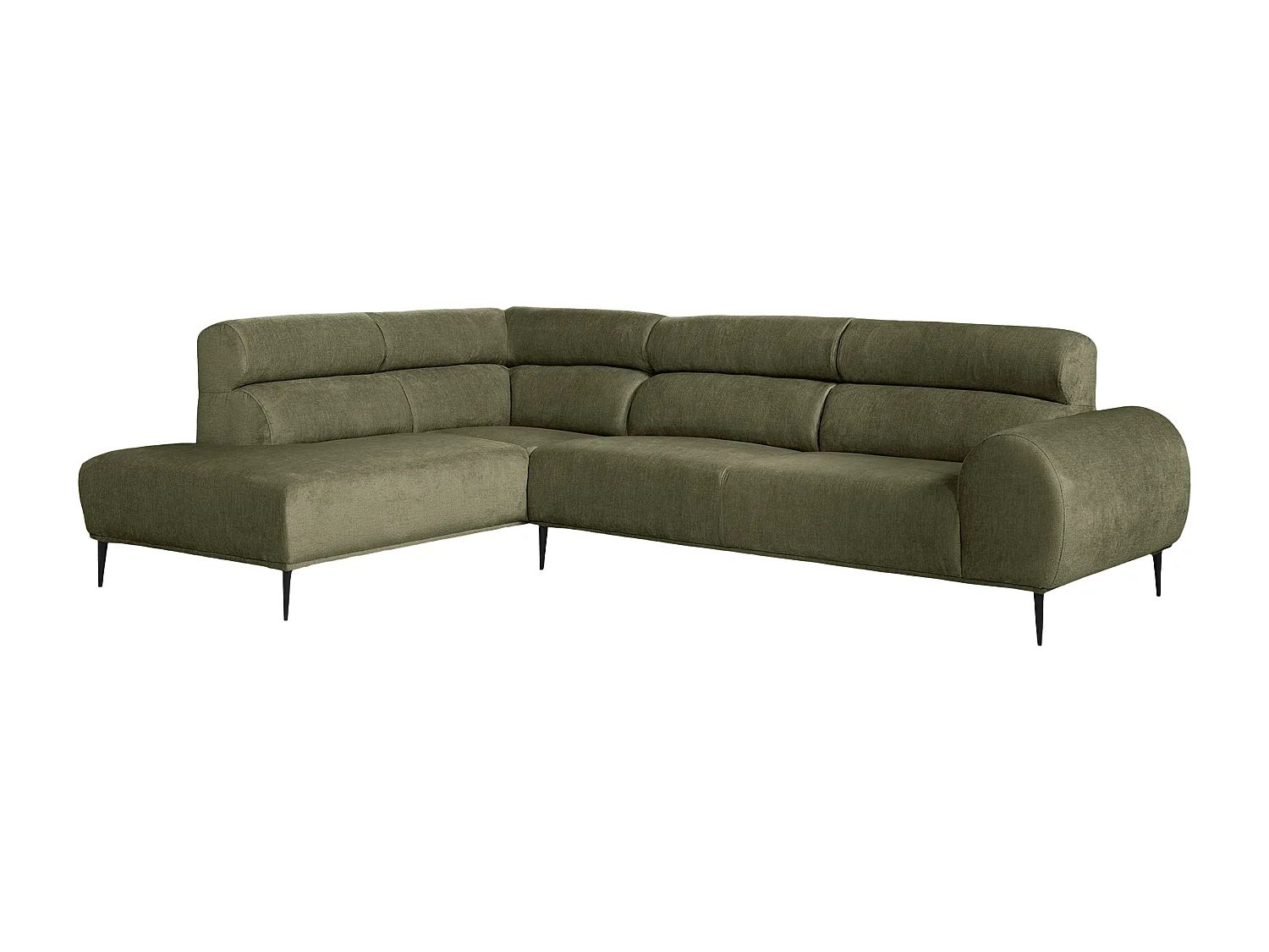 Ecksofa - Ecke links - Chenille-Stoff - Khaki - MALIADA