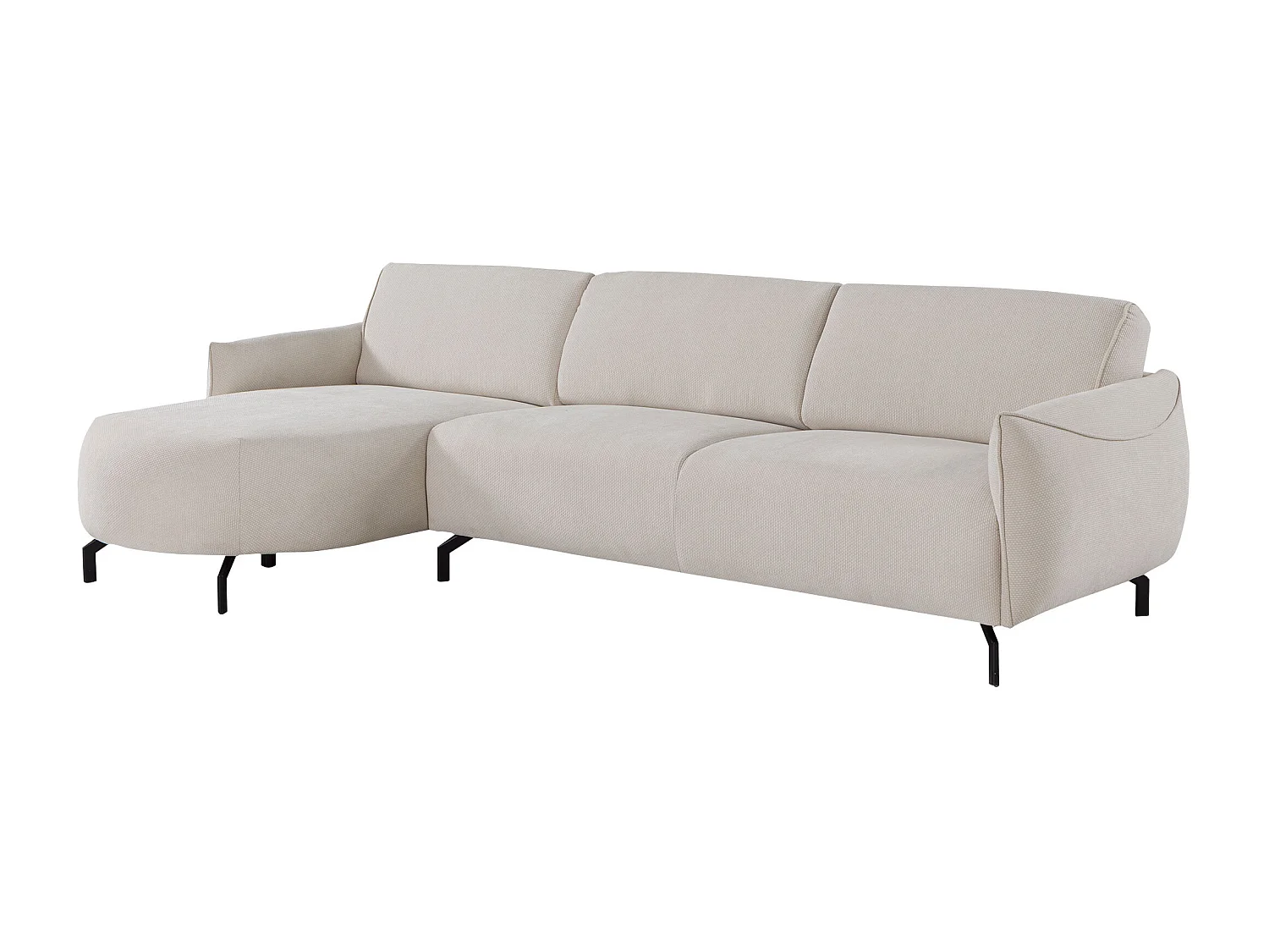 Canapé d'angle gauche en tissu beige FERIONA