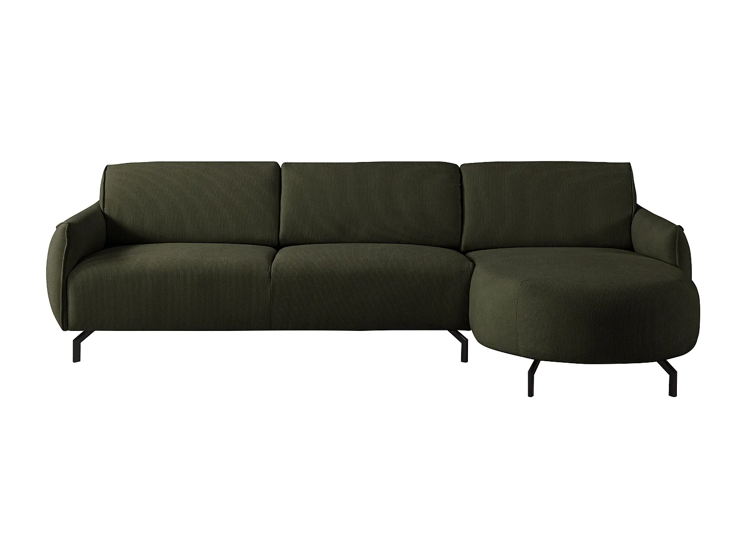 Canapé d'angle droit en tissu vert FERIONA