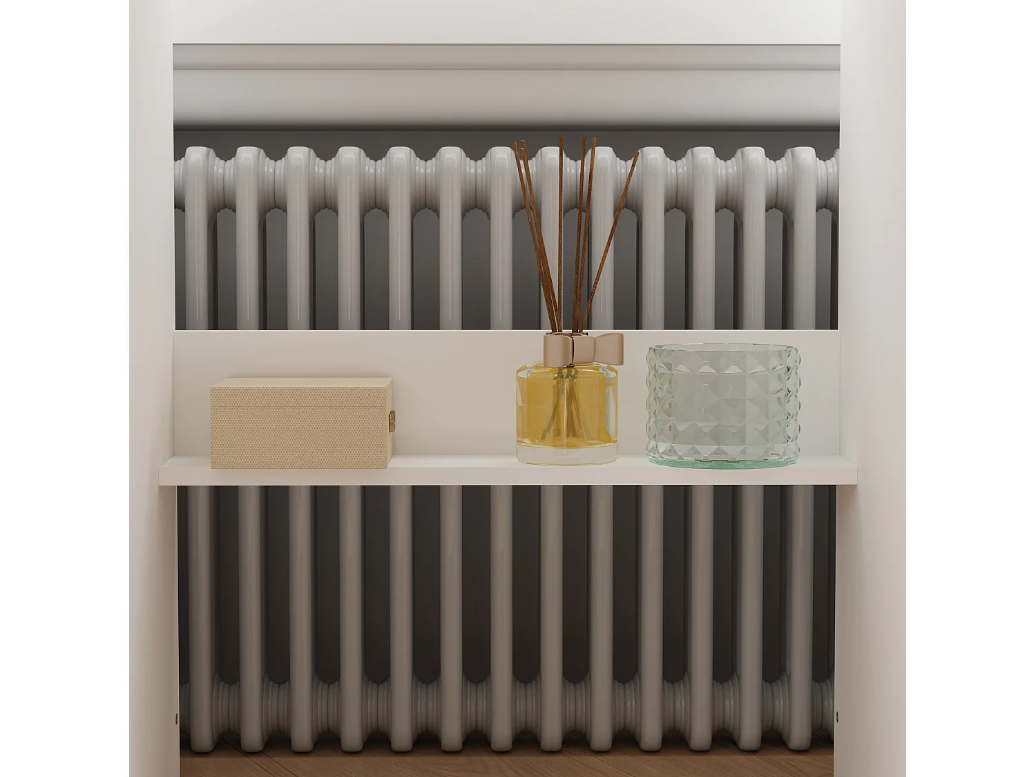 Coiffeuse avec éclairage LED et 3 miroir rectangulaire surdimensionné,Poignée en cristal,50x110x137cm,Blanc