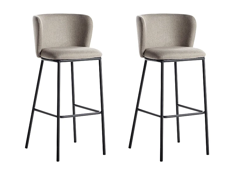 Set mit 2 Barstühlen MINA Taupe