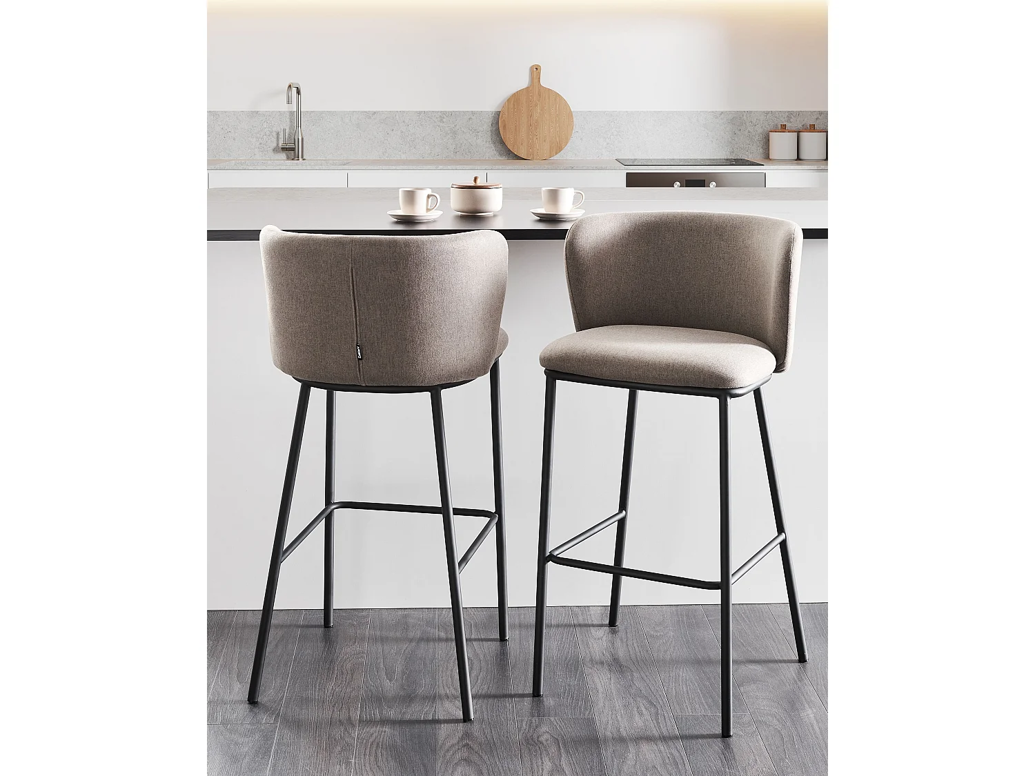 Set mit 2 Barstühlen MINA Taupe